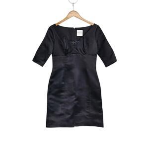Shawn Ray Fons Black Silk 2/3 Sleeve V-neck Sheath Cocktail Dress Size 10